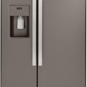 GE GZS22IMNES 36" Counter-Depth Side-by-Side Refrigerator with 21.8 Cubic. ft. Capacity, External Ice and Water Dispenser, and 2 Refrigerator Glass Shelves, in Slate