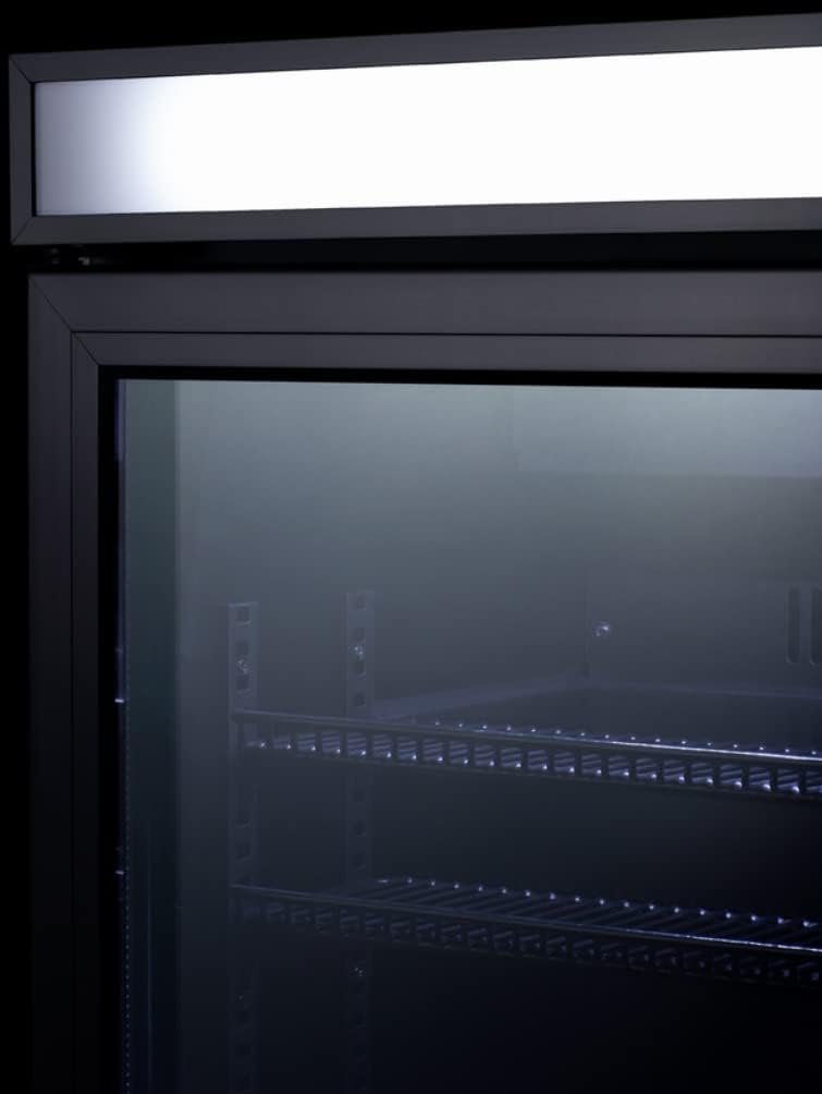 Summit Appliance SCR3502DLL Countertop Shallow Depth Single-Zone Commercial Refrigerator for Freestanding Use with French Glass Doors, Black Cabinet, Front Locks, and LED Lighting - Image 9