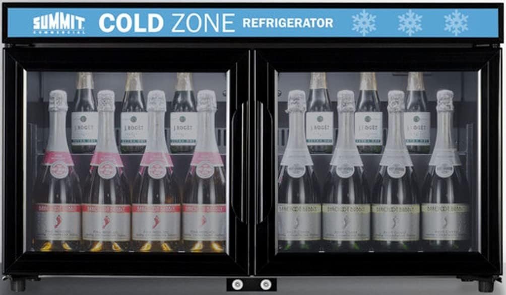 Summit Appliance SCR3502DLL Countertop Shallow Depth Single-Zone Commercial Refrigerator for Freestanding Use with French Glass Doors, Black Cabinet, Front Locks, and LED Lighting - Image 4