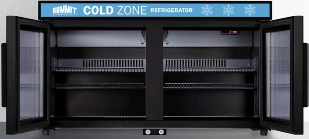 Summit Appliance SCR3502DLL Countertop Shallow Depth Single-Zone Commercial Refrigerator for Freestanding Use with French Glass Doors, Black Cabinet, Front Locks, and LED Lighting - Image 5