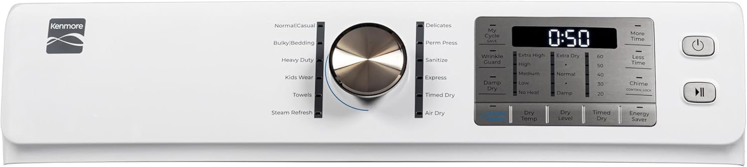 Kenmore 2692272 Front Load Steam, Wrinkle Guard, Energy Saver, Smart Sensor Drying System, 8.0 cu. ft. Total Capacity Gas Dryer, White - Image 8