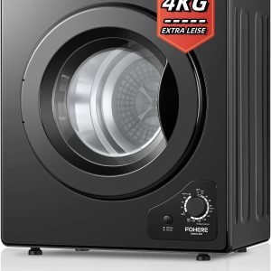 Dryer, 2.9 cu.ft Clothes Dryers, 1400W FOHERE Vented Tumble Dryer with Sensor, 5 Auto Drying Mode, with Exhaust Duct & Stainless Steel Tub, for Apartment, Home, Dorm-110V, Black
