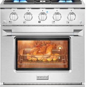 Empava Commercial Gas Range, Freestanding & Slide-In, 4.2 cu. ft. Pro-Style Single Oven with 4 Sealed Ultra High-Low Burners Heavy Duty Grates in Stainless Steel for Kitchen, Restaurant,30 Inch