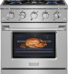 Empava Gas Range, Convection Oven 4.2 Cu. Ft with 4 Deep Recessed Burners Cooktop, Heavy Duty Continuous Grates in Stainless Steel for Kitchen, Restaurant. Freestanding & Slide-in,30 Inch