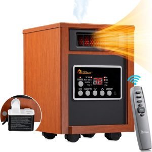 Dr Infrared Heater DR-998, 1500W, Space Heater with Humidifier, Oscillation Fan & Remote Control (Cherry)