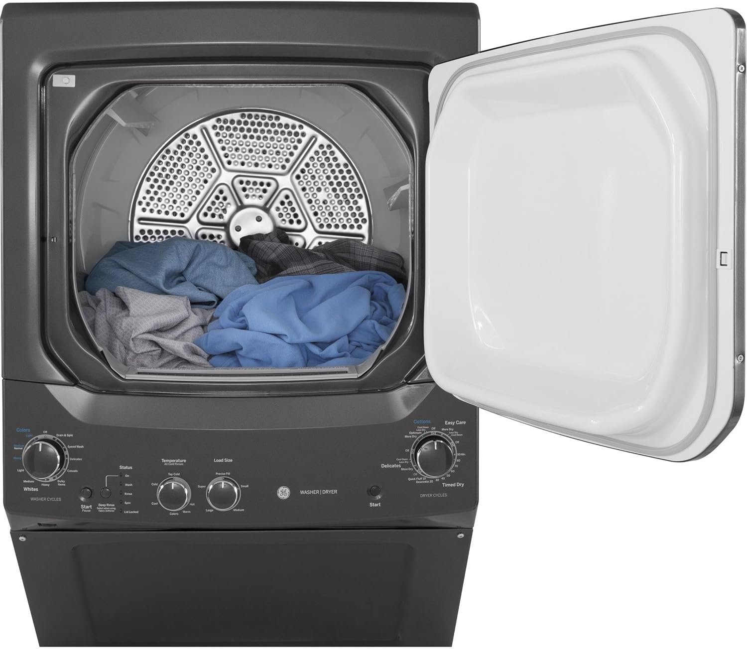 GE GUD27GSPMDG Spacemaker Series 27 Inch Gas Laundry Center with 3.8 cu. ft. Washer Capacity in Diamond Gray - Image 6