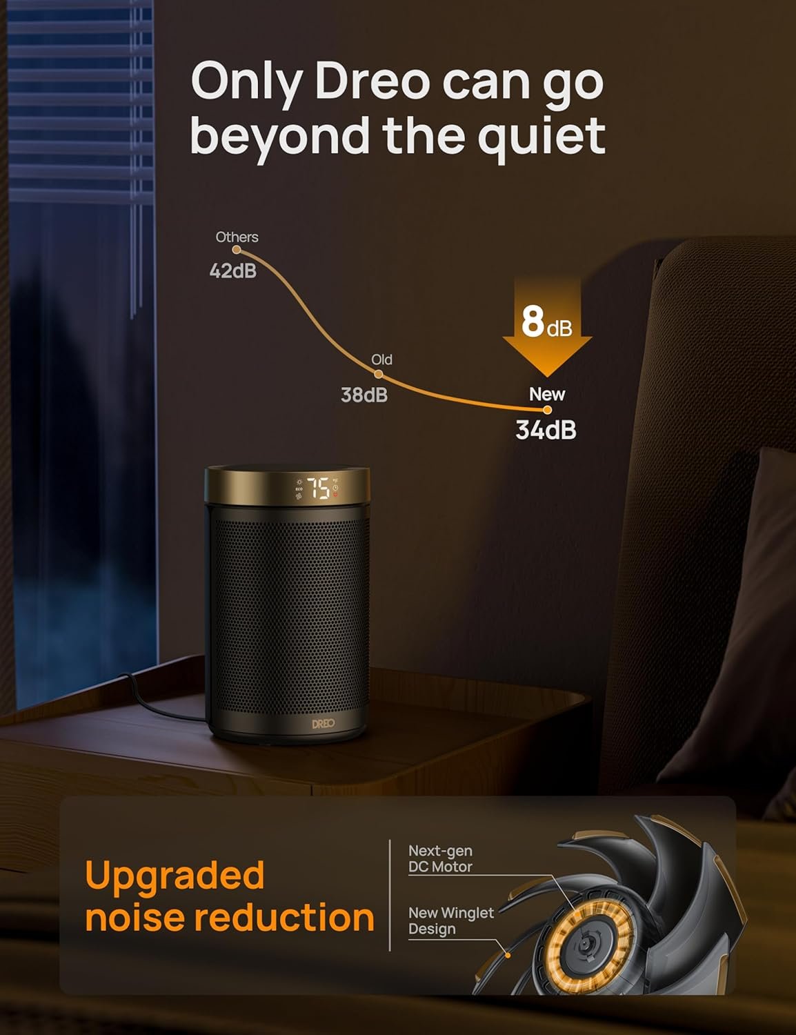 Dreo Space Heater, Portable Electric Heaters for Indoor Use with Thermostat and Remote, 2024 Upgraded, Digital Display, 12H Timer, 5 Mode, 1500W PTC Ceramic Fast Safety Heat for Office Bedroom Home - Image 7