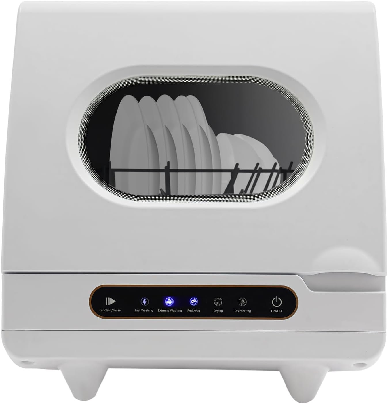 Portable Countertop Dishwashers Tabletop Small Dishwasher with 5l Built-In Water Tank 5 Intelligent Washing Functions 360° Rotating Spray 161.6℉ High Working Temperature