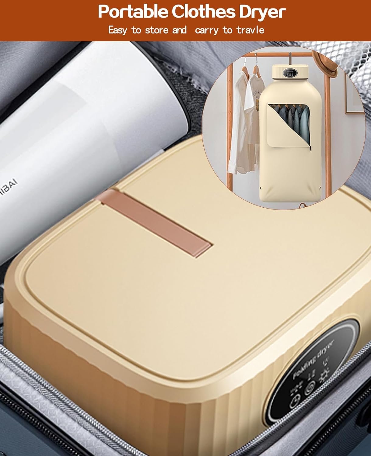 Portable Clothes Dryer, Portable Dryers for Laundry, Electric Mini Dryer for Clothes with Timer for Apartment, RV, Travle, Camping, or Home Laundry Used - Pink - Image 2