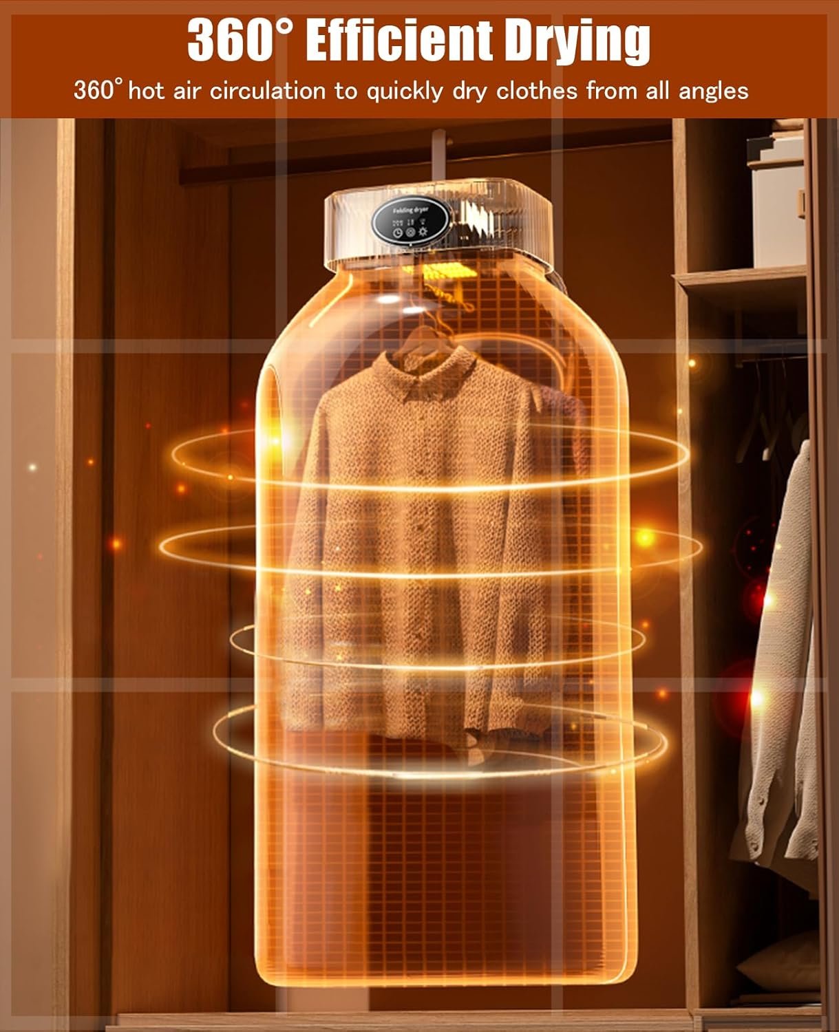 Portable Clothes Dryer, Portable Dryers for Laundry, Electric Mini Dryer for Clothes with Timer for Apartment, RV, Travle, Camping, or Home Laundry Used - Pink - Image 3