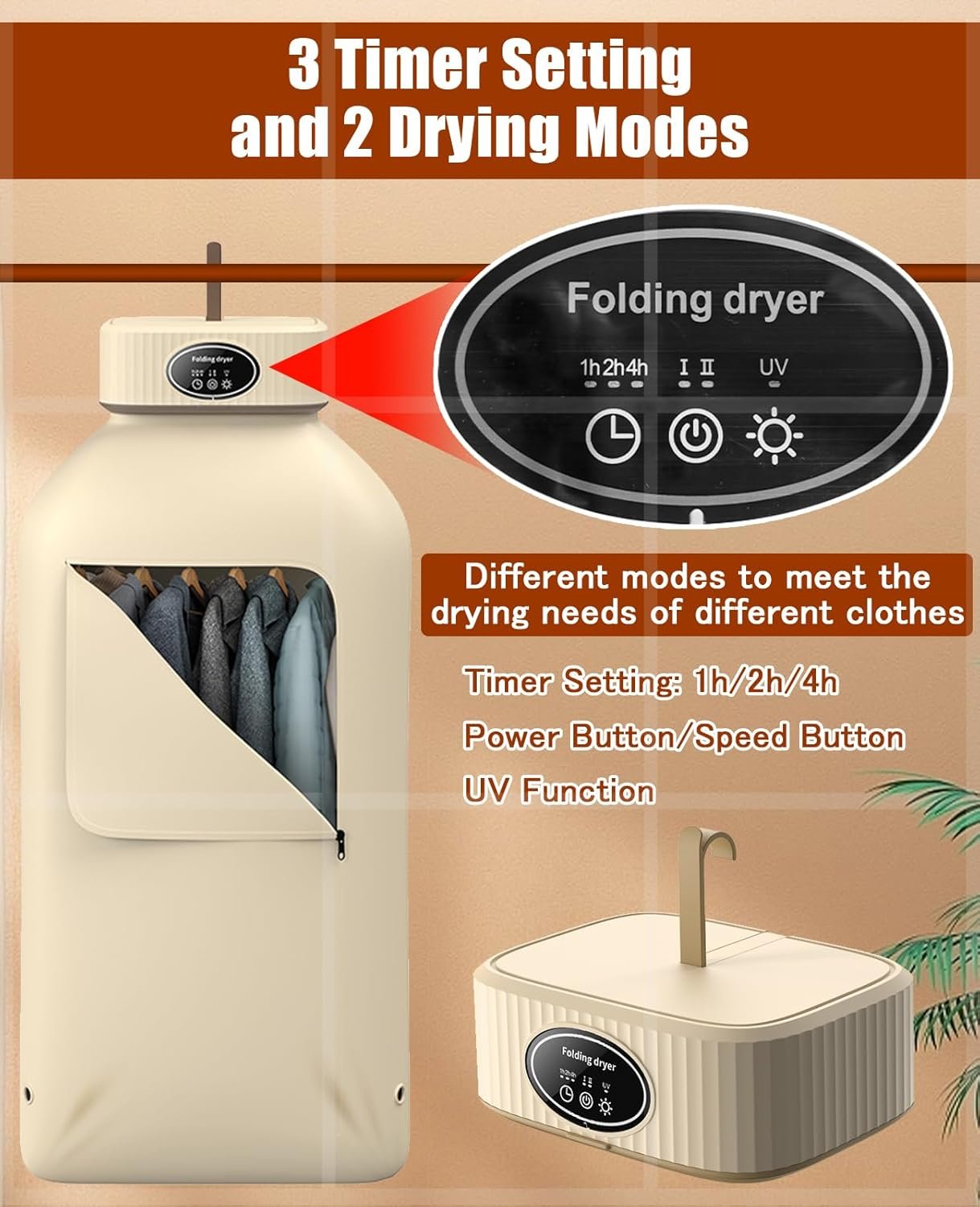 Portable Clothes Dryer, Portable Dryers for Laundry, Electric Mini Dryer for Clothes with Timer for Apartment, RV, Travle, Camping, or Home Laundry Used - Pink - Image 4