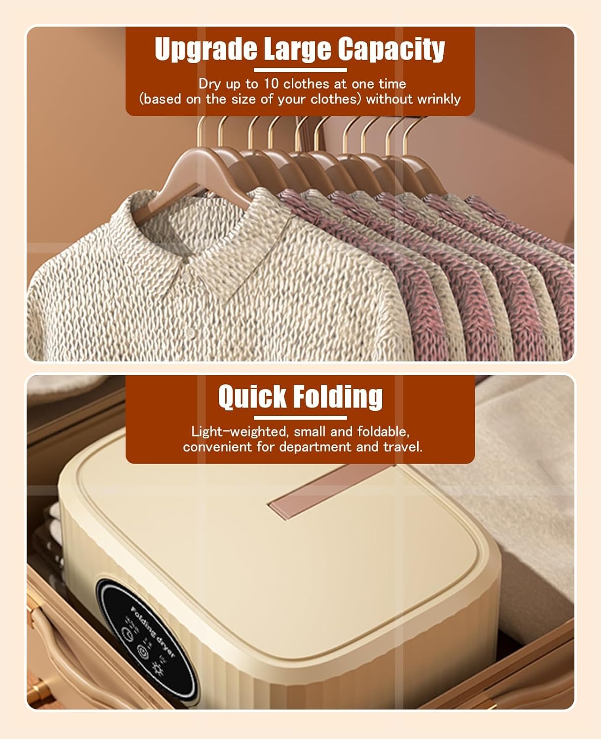 Portable Clothes Dryer, Portable Dryers for Laundry, Electric Mini Dryer for Clothes with Timer for Apartment, RV, Travle, Camping, or Home Laundry Used - Pink - Image 5