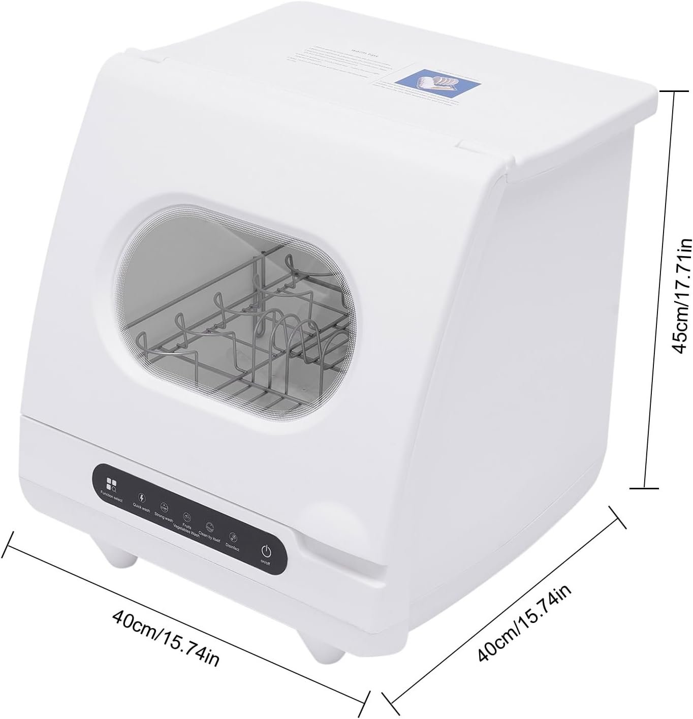 Countertop Dishwasher with 5 Programs, Portable Dishwasher with Built-in Water Tank Fruit and Vegetable Cleaning Full Panel Control 5 Programs - Image 3