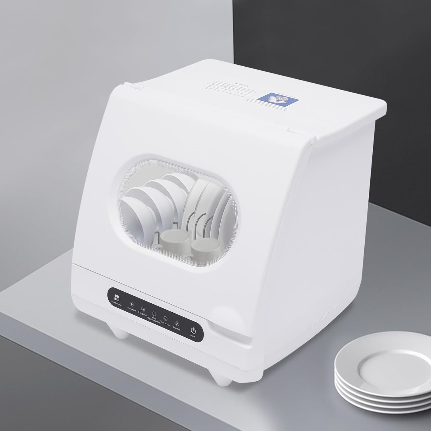 Countertop Dishwasher with 5 Programs, Portable Dishwasher with Built-in Water Tank Fruit and Vegetable Cleaning Full Panel Control 5 Programs - Image 7