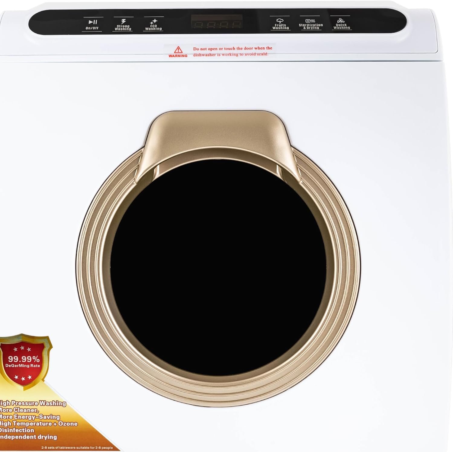 Portable Dishwasher Countertop with Led Touch Screen, 5 Washing Programs & Drying, 6l Built-in Water Tank, No Hookup Needed, 360° Dual Spray, 161℉ High-Temp& Ptc Heating for Apartment, RVs, Dorm - Image 4