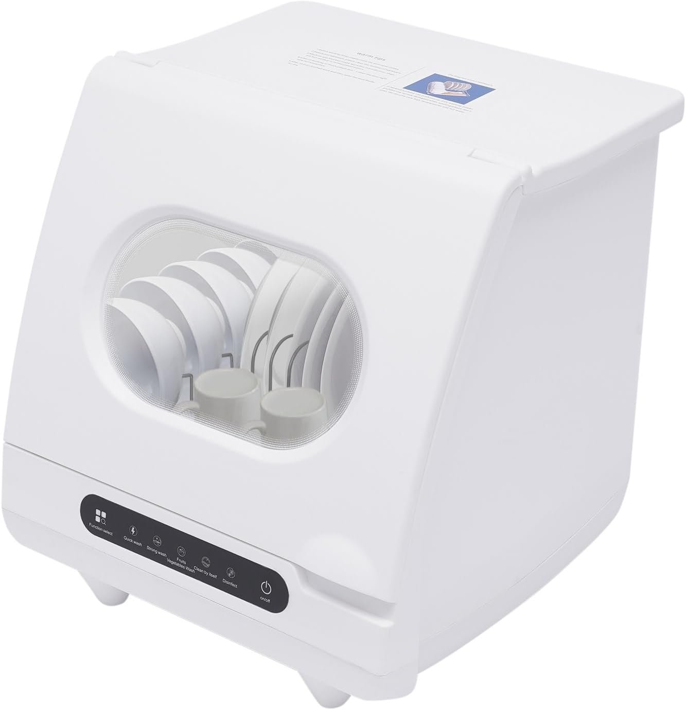 Portable Mini Dishwasher Countertop 1.3Gal Built-In Water Tank, Leak-Proof Dry, Compact Dish Washing Machine for Dorm, Apartments & RV Office w/ 5 Programs, 162℉Rotating Spray