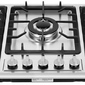 Gas Cooktop 33 Inch, Built in Gas Cooktop 5 Burners Stainless Steel Stove with NG/LPG Nozzle Kit Thermocouple Protection Easy to Clean Gas Cooking