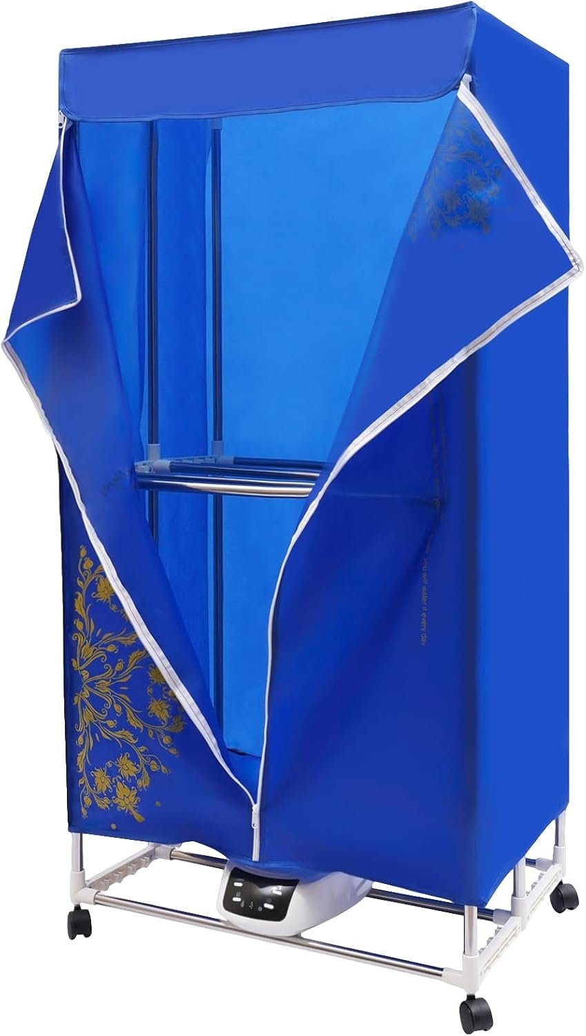 Portable Clothes Dryer, 1200-1500W Folding Wardrobe Drying Machine with Remote Control, Electric Dryer Machine with Timing Function for Apartments Dorms Travel Use, 3 Gears Adjustment - Image 3