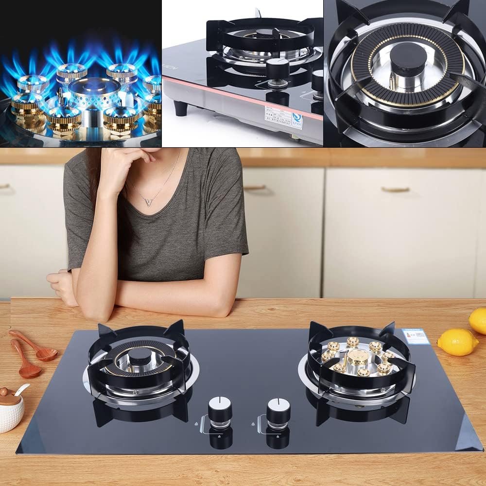 Gas Stove Cooktop, 730 * 410mm Portable Gas Stove Built-in Tempered Glass Natural Gas Cooker Gas Cooktop with 2 Burners for Household Kitchen RV Apartments Indoor Outdoor Use - Image 5
