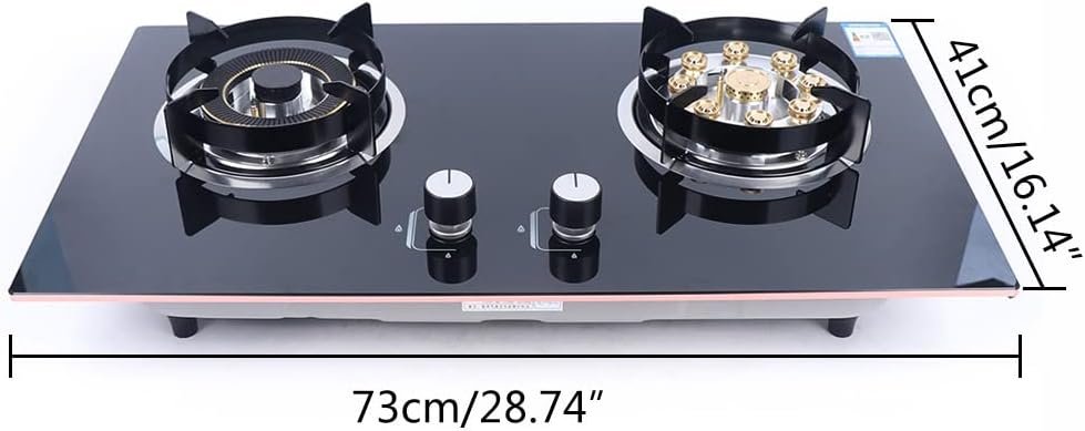 Gas Stove Cooktop, 730 * 410mm Portable Gas Stove Built-in Tempered Glass Natural Gas Cooker Gas Cooktop with 2 Burners for Household Kitchen RV Apartments Indoor Outdoor Use - Image 7