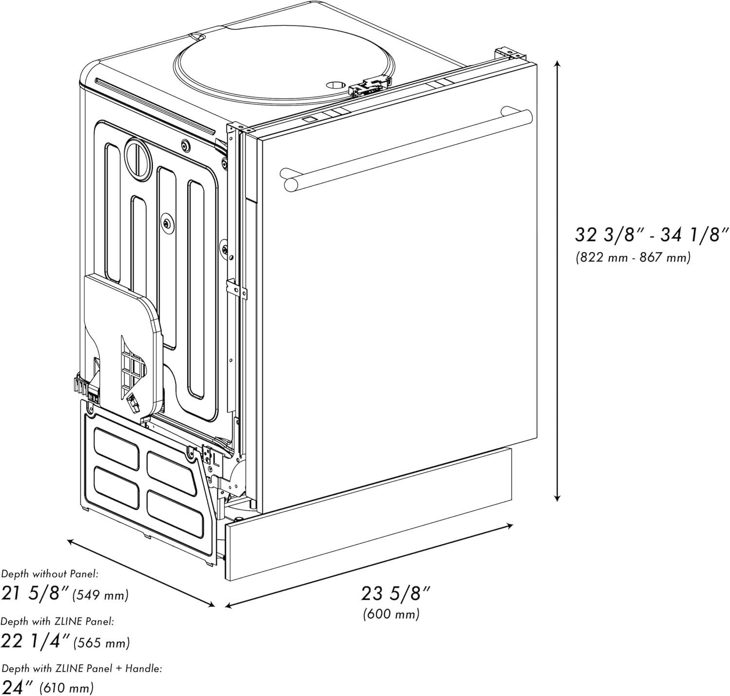 ZLINE 24 in. Top Control Dishwasher in Oil-Rubbed Bronze with Stainless Steel Tub - Image 8