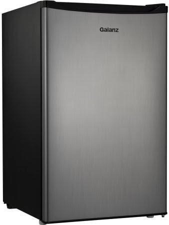 Galanz 4.3 cu ft Compact Single-Door Refrigerator, (Stainless Steel)
