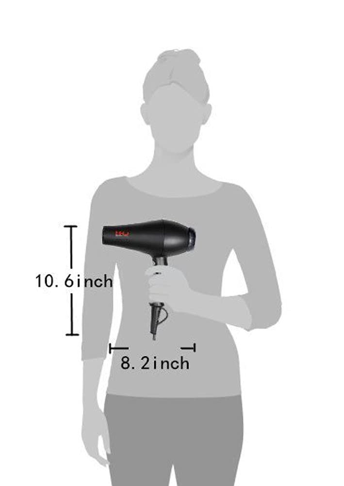 MHU Professional Salon Grade 1875w Low Noise Ionic Ceramic Ac Infrared Heat Hair Dryer Plus One Concentrator and One Diffuser Black Color - Image 8