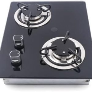 15" Tempered Glass Panel Built-in LPG Gas Stove Portable Gas Stove LPG Gas Stove Countertop Dual Fuel Stove Gas Stove for RV Camper Caravan Outdoor Apartment (2 Burners)