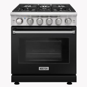 30 inch Professional Freestanding Pro-Style Natural Gas Range or Liquid Propane Gas Range with 5 Burners, 4.55 cu.ft. Oven Capacity, in Stainless Steel - KOS-30RG03M (Black)