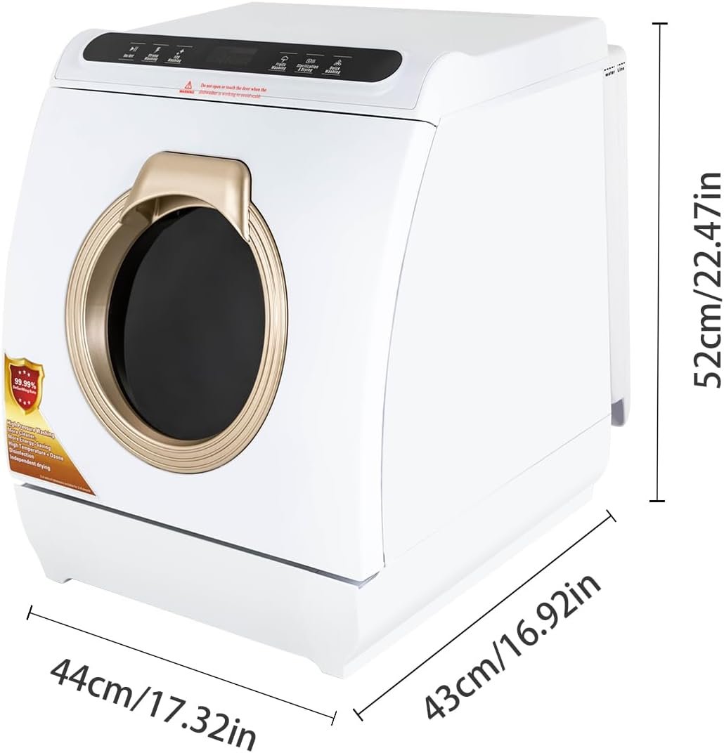 3-In-1 Portable Mini Dishwasher Countertop with 7L Built-in Water Tank for Apartments& RVs, No Hookup Needed, 5 Programs, 360° Spray, 161℉ High-Temp& Air-Dry - Image 7