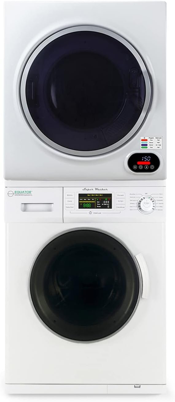 Equator Basic Stackable 13 lbs Washer + Vented Sensor Dryer 3.5cf 110V