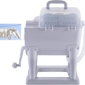 Portable Hand-Operated Drum Washing Machine, Non-Electric Manual Clothes Washer Dehydration, Hand Crank Laundry Wringer Washing Machine, Spin Dryer for Camping Apartments RV Dormitory Business Trip