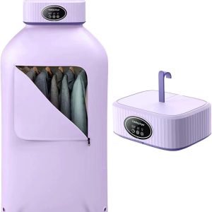 Portable Clothes Dryer, Foldable Dryers for Laundry 360°Effecient Drying, Compact Electric Cloth Drying Machine with Timer, Mini Secadora Portatil de Ropa for Travel Apartment RV Camping Home (Purple)