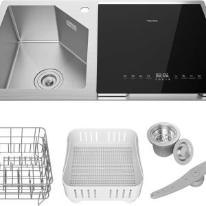 Stainless Steel In-Sink Dishwasher Combination, Countertop Dishwasher with High-Temp Sanitizing, Air-Dry Function, Space-Saving Design for Modern Kitchens, Hyperwash Elite- Right Dishwasher