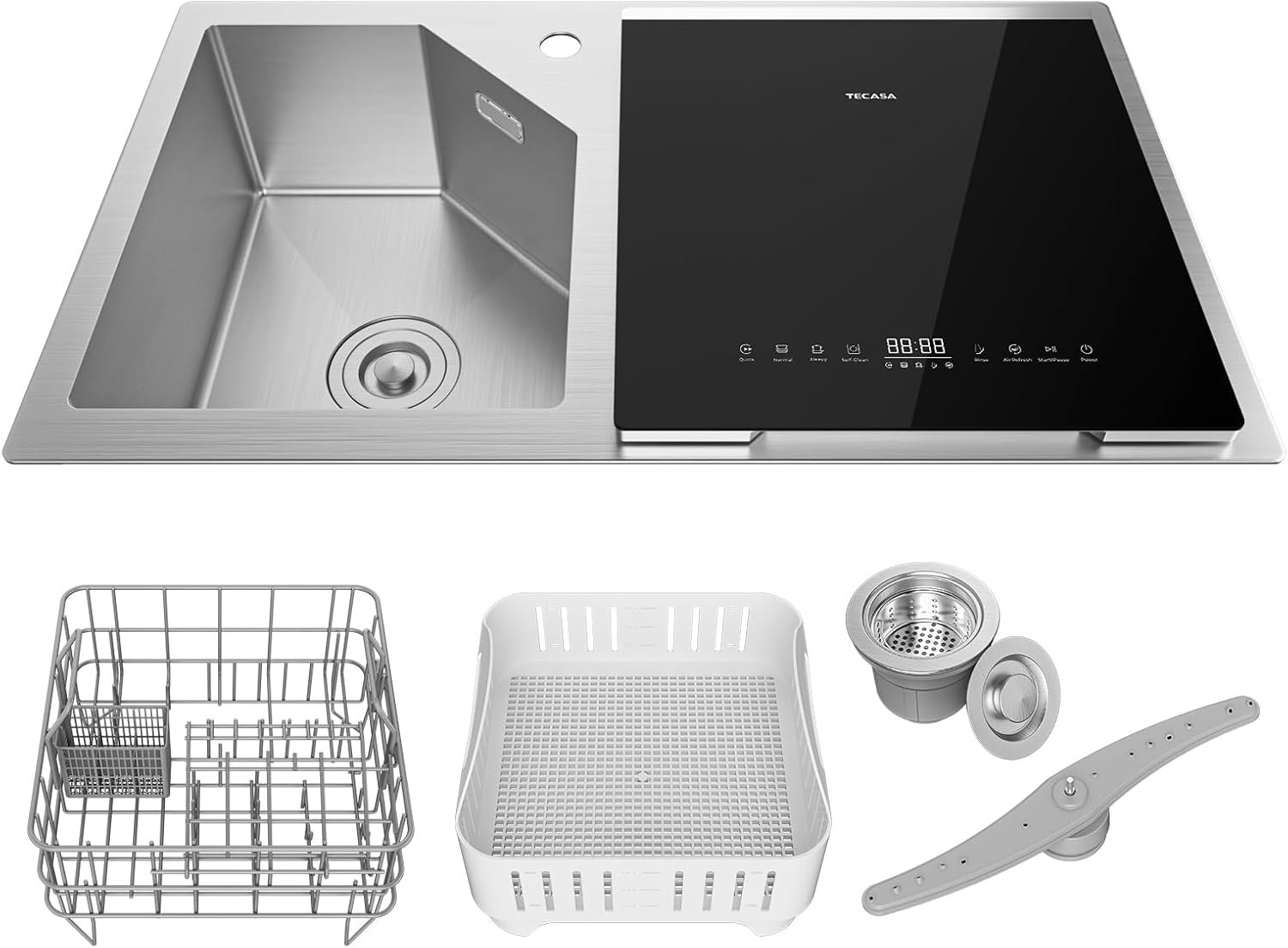 Stainless Steel In-Sink Dishwasher Combination, Countertop Dishwasher with High-Temp Sanitizing, Air-Dry Function, Space-Saving Design for Modern Kitchens, Hyperwash Elite- Right Dishwasher