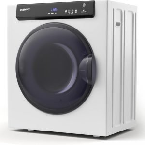COSTWAY Compact, Touch Panel, 2 Modes, 3 Heating Powers and Adjustable Exhaust Vent, 8.8 LBS Front Load Tumble Laundry Apartment, Dorm and Home, 1400W, White Portable Dryer
