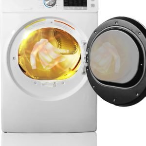 8 Cu.Ft. Electric Clothes Dryer, 27'' Vented Front Load Electric Dryer Machine, Full Size Stackable Dryer, Steam Function & Wrinkle Care, Sensor Dry, 120V, for Home, Laundry, RV, White