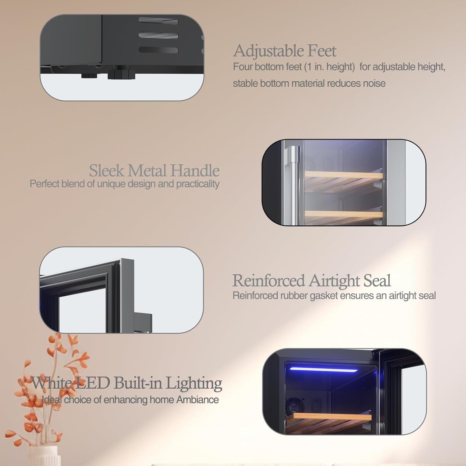 34 Bottles Wine Cooler, 24 Inch Wine Fridge Dual Zone, Built-in or Under Counter, 41-64°F Digital Touchscreen, Triple-Layer Glass, Two French Door Wine Cellar for Home, Commercial, Bar - Image 6