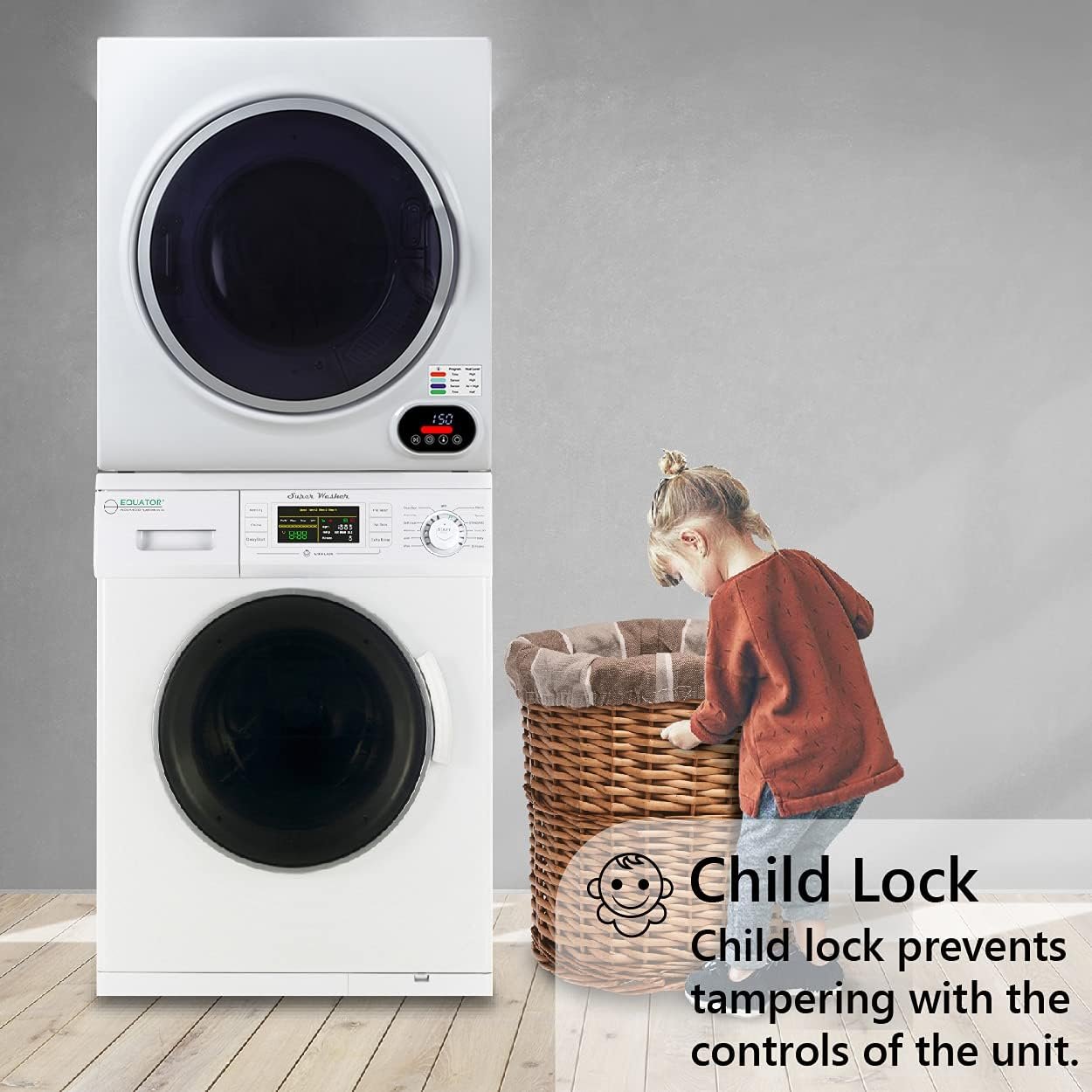 Equator Basic Stackable 13 lbs Washer + Vented Sensor Dryer 3.5cf 110V - Image 9