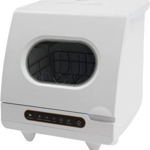 1200W Portable Dishwasher Countertop, 5 Washing Programs Small Dishwasher with 5-Liter Built-in Water Tank, Air-Dry Function & Fruit Wash for Small Apartments, Dorms, RVs -White