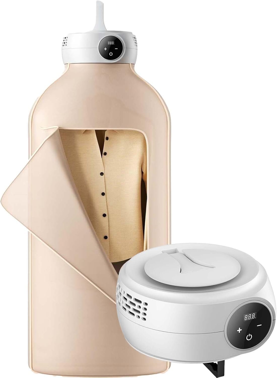 Portable Clothes Dryer, Compact Mini Electric Laundry Dryer with Dryer Bag, PTC Heating & LED Display, Foldable Drying Machine with 5-H Timer for Light Clothes, Underwear, Trousers, White