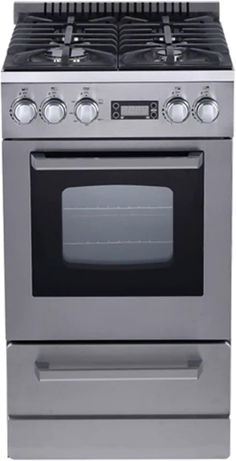 Avanti Gas Range Oven ELITE Series Compact Freestanding Design, 2.1-Cu.Ft. Capacity 4 Sealed Burners with Electronic Ignition, Includes Broiler Storage Drawer and Accessories, 20-Inch, Stainless Steel - Image 2