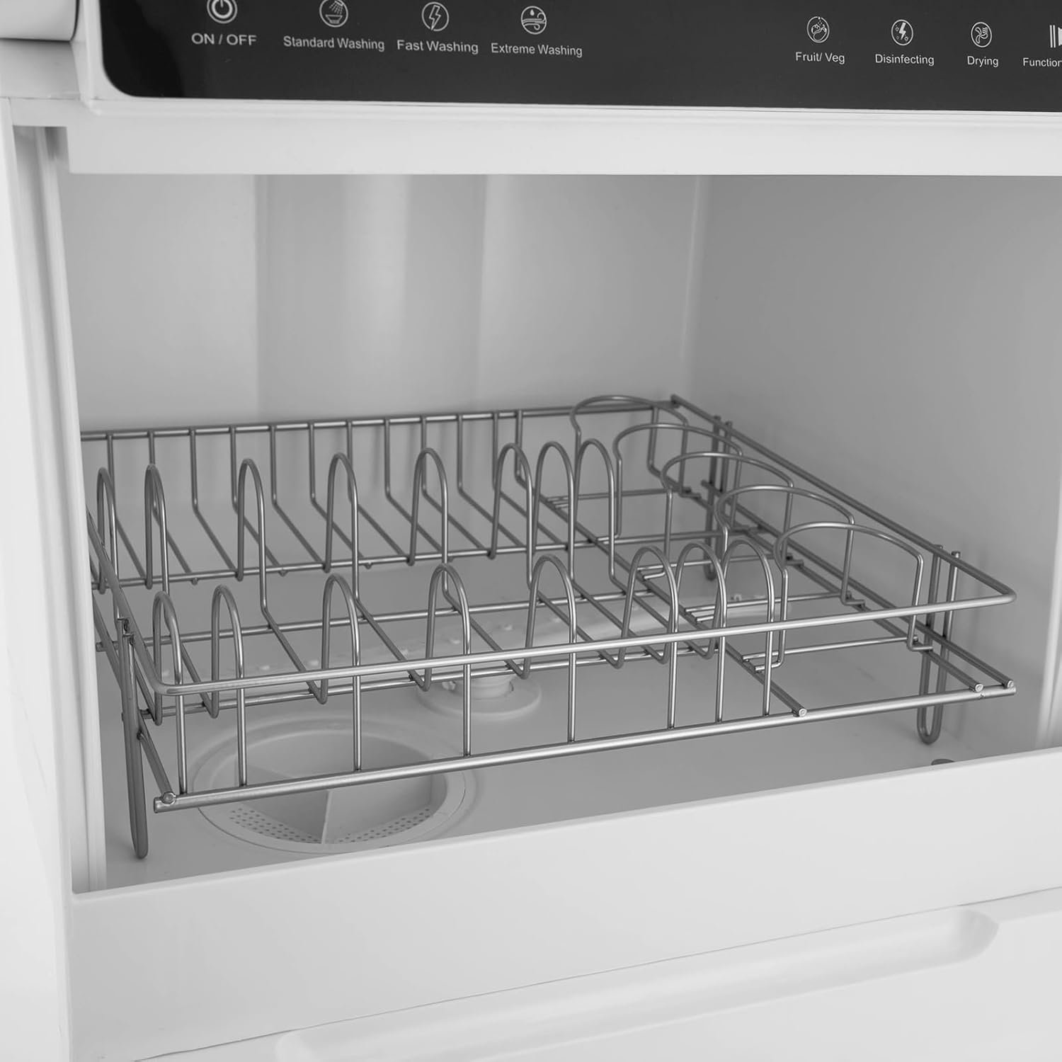 Portable Mini Dishwasher Countertop Compact Dishwasher with Built-in Water Tank for Apartments RVs 4 Programs 360° Dual Spray Air-Dry Function 17.72 * 15.75 * 15.75 inches - Image 9