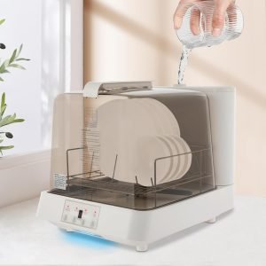 Portable Countertop Dishwasher with 6L Built-in Water Tank & Inlet Hose,3 Programs, 360°Dual Spray,149℉ High-Temp& Air-Dry Function, Mini Dishwasher for RV,18 .8×14. 9×15.7 inch