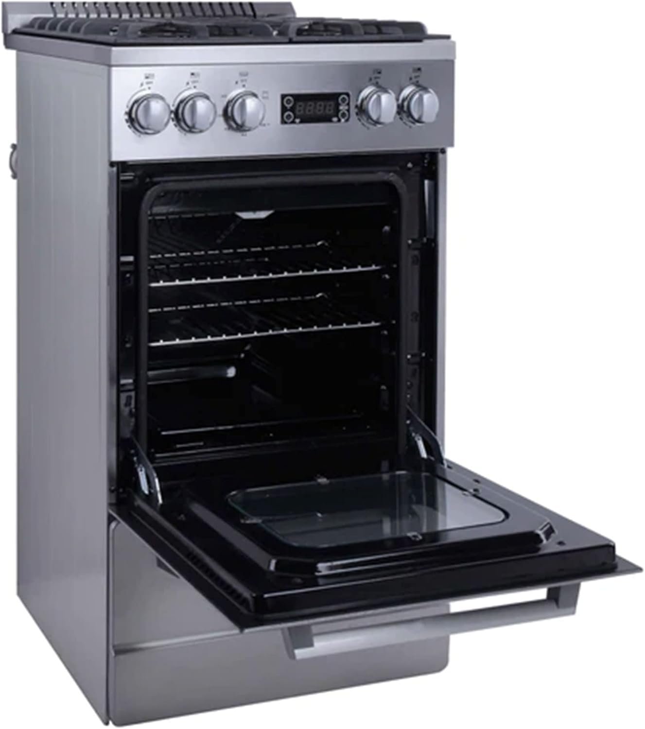 Avanti Gas Range Oven ELITE Series Compact Freestanding Design, 2.1-Cu.Ft. Capacity 4 Sealed Burners with Electronic Ignition, Includes Broiler Storage Drawer and Accessories, 20-Inch, Stainless Steel - Image 4