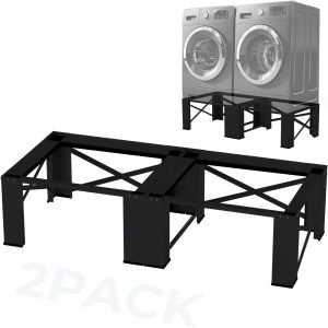 2 in 1 Washer and Dryer Pedestals, 29'' Laundry Pedestal Stand Risers for Washer and Dryer, Heavy Duty Washing Machine Pedestals, Universal Fit 700lbs Capacity, 58.3"W x 29.2"D x 12.6"H, Black