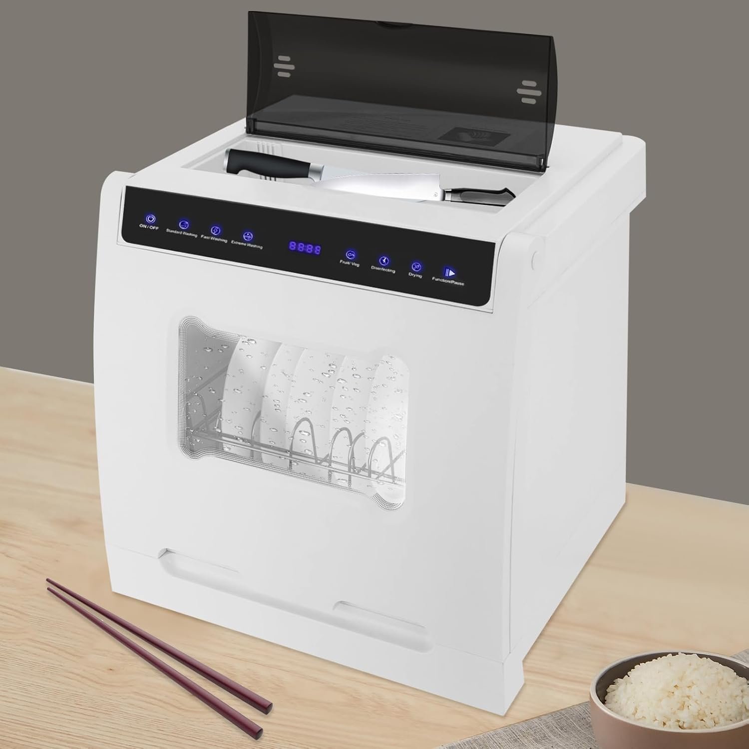Portable Mini Dishwasher Countertop Compact Dishwasher with Built-in Water Tank for Apartments RVs 4 Programs 360° Dual Spray Air-Dry Function 17.72 * 15.75 * 15.75 inches - Image 4
