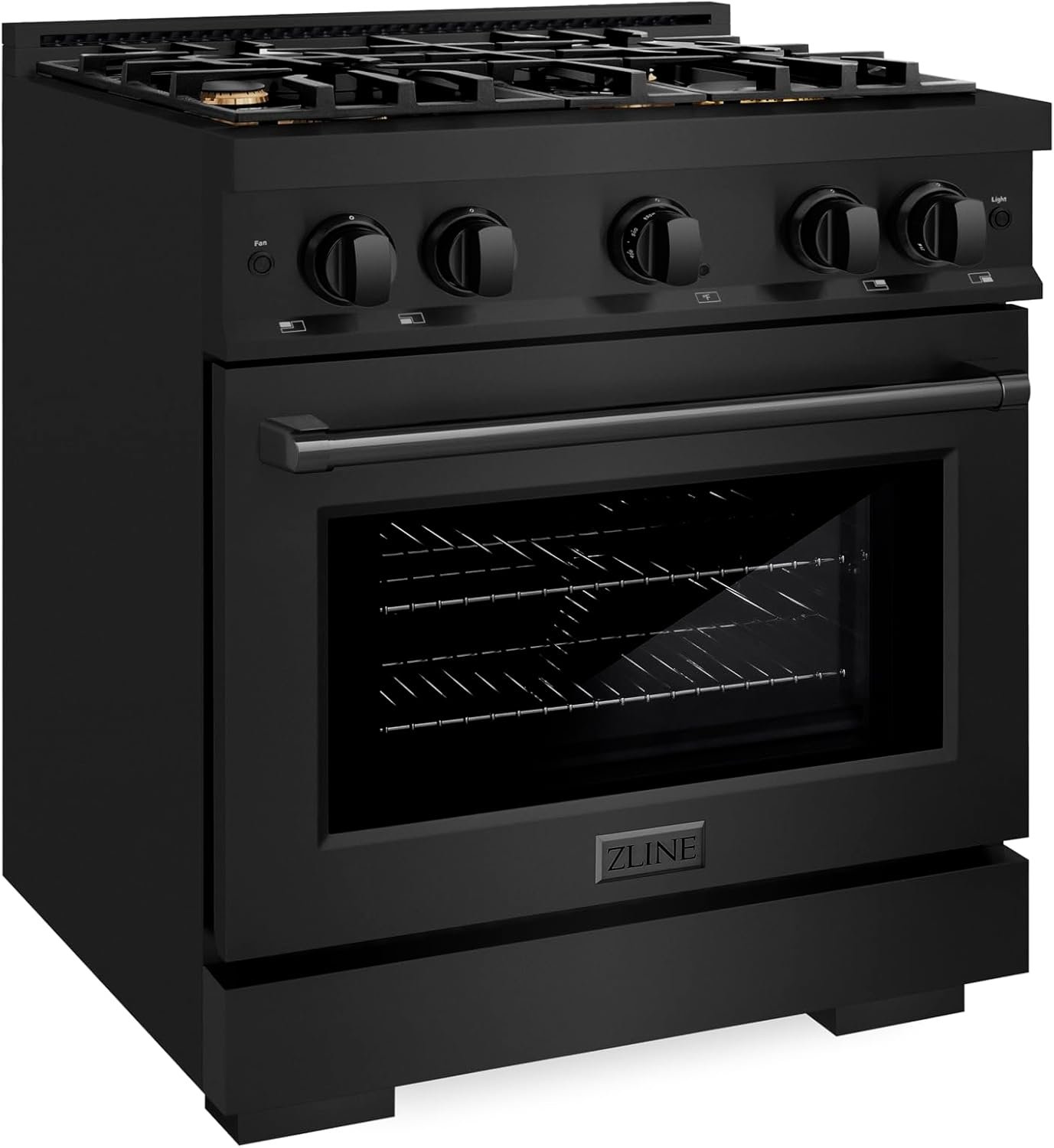 ZLINE 30 in. 4.2 cu. ft. Select Gas Range with Convection Gas Oven in Black Stainless Steel with 4 Brass Burners (HGRB-BR-30) - Image 3