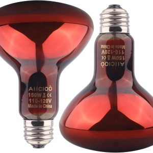 Aiicioo Reptile Red Night Light Bulb - 150W Reptile Heat Lamp Bulb Infrared Basking Spot Lamp for Bearded Dragon Lizard Turtle Hermit Crab Leopard Gecko Snake Chameleon Tank