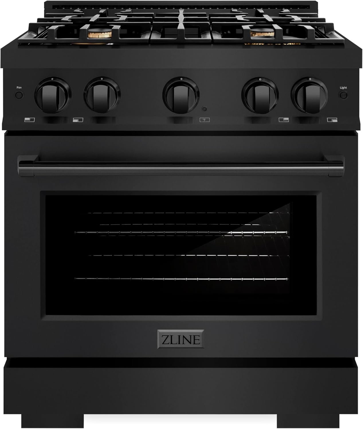 ZLINE 30 in. 4.2 cu. ft. Select Gas Range with Convection Gas Oven in Black Stainless Steel with 4 Brass Burners (HGRB-BR-30)